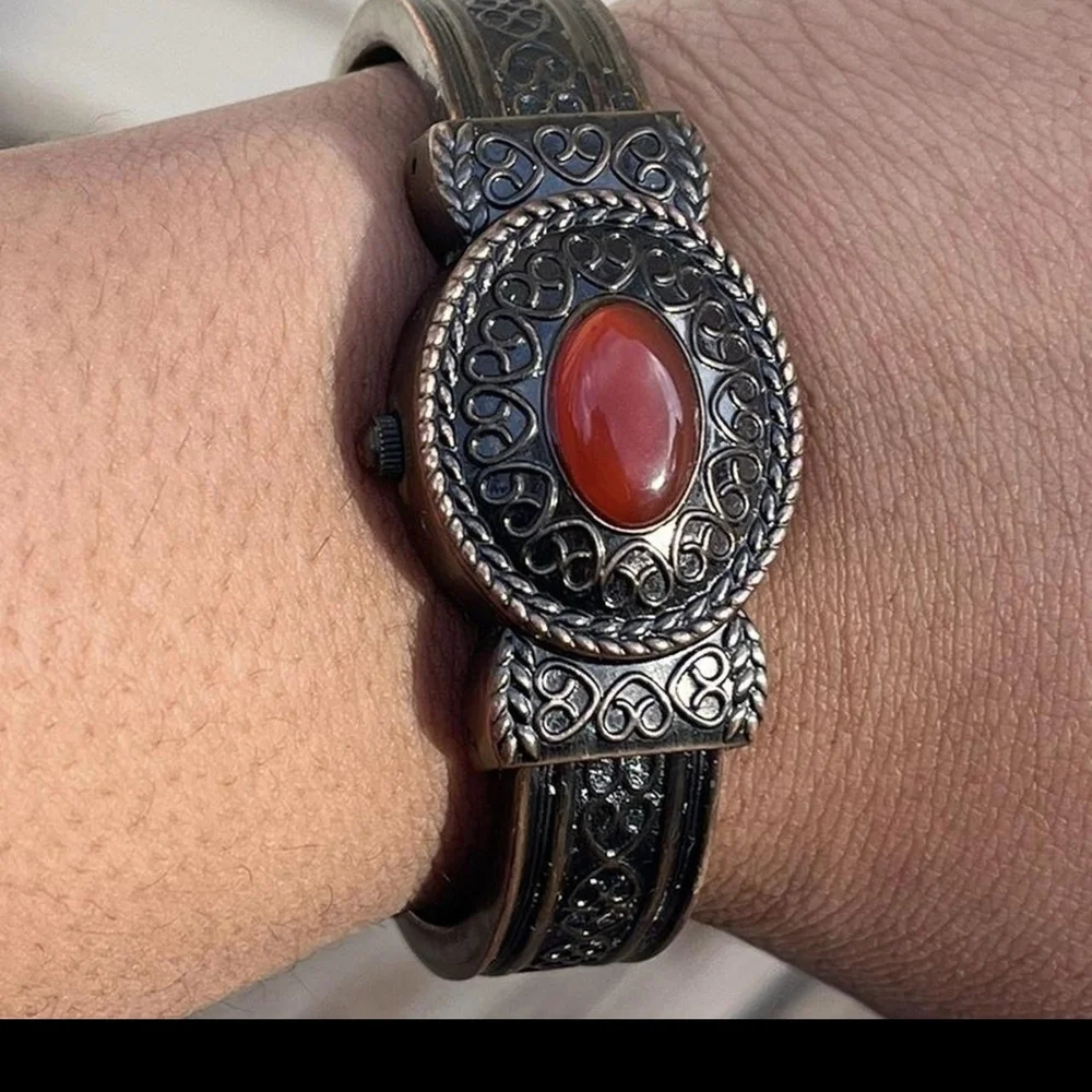 Vintage cottagecore hidden watch bangle bracelet